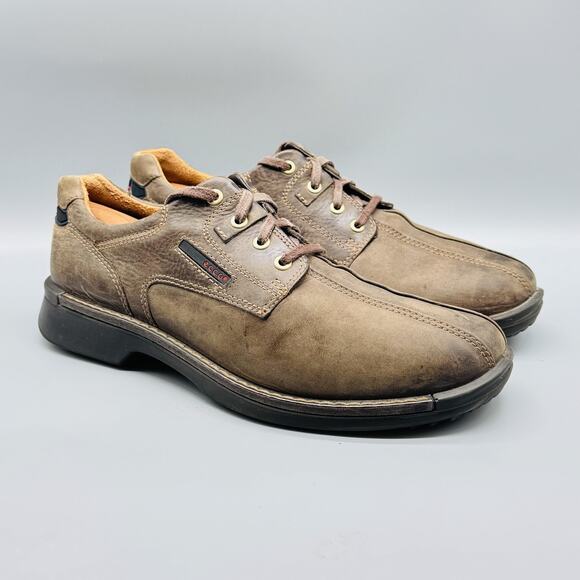 Ecco Shoes Mens 10.5 Brown Leather Light Shock Point Casual Lace Up Walking